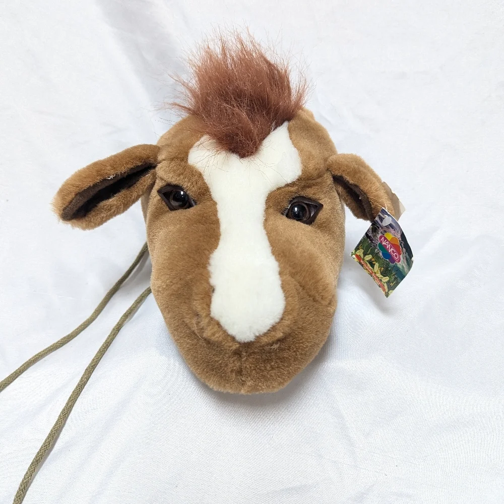 Vintage Nanco Horse Head Plush Stuffed Animal Zippered Purse Rodeo Western